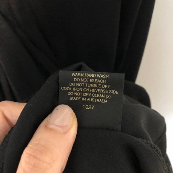 Black Swing Dress Jacqui E Australia Mesh Flowy Midi V-Neck Tulle LBD Small - Picture 8 of 8